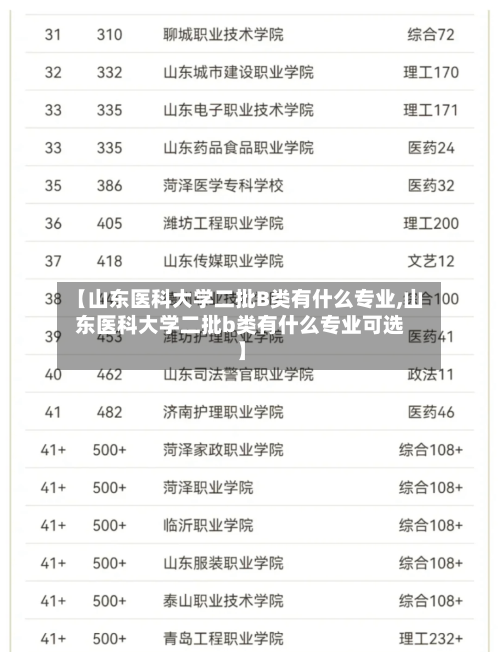 【山东医科大学二批B类有什么专业,山东医科大学二批b类有什么专业可选】