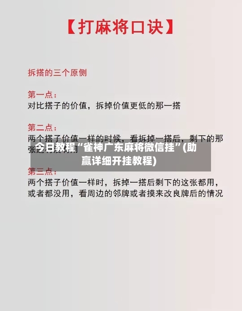 今日教程“雀神广东麻将微信挂”(助赢详细开挂教程)-第2张图片