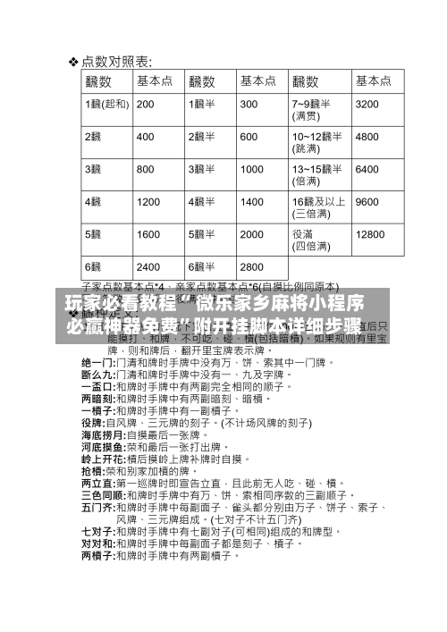 玩家必看教程“ 微乐家乡麻将小程序必赢神器免费”附开挂脚本详细步骤-第2张图片